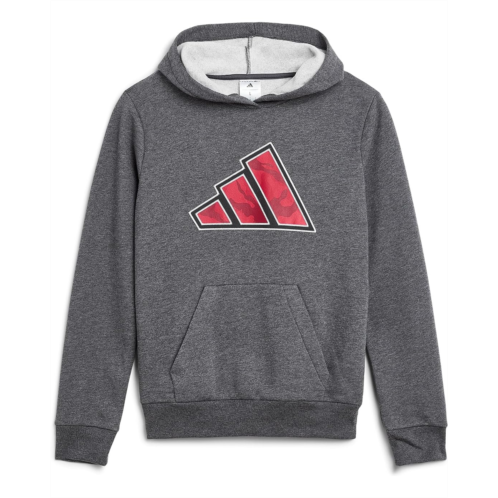 Adidas Kids Graphic Heather Fleece Hooded Pullover (Big Kid)
