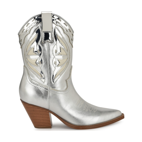 Womens Puzz Western Booties - Black/White Nine West