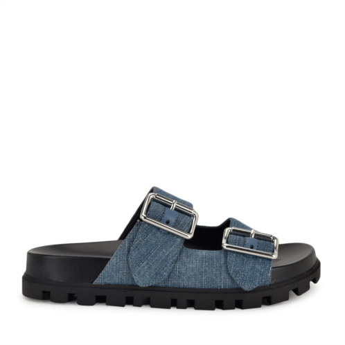 Womens Timma Footbed Slide Sandals - Denim Nine West
