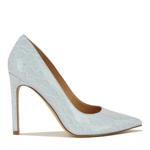 Womens Tatiana Pointy Toe Pumps - Light Blue Embossed Croco Nine West