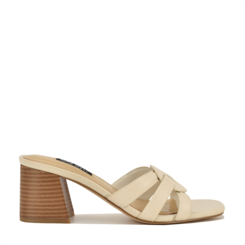 Womens Gritt Block Heel Mule Sandals - Ivory Nine West