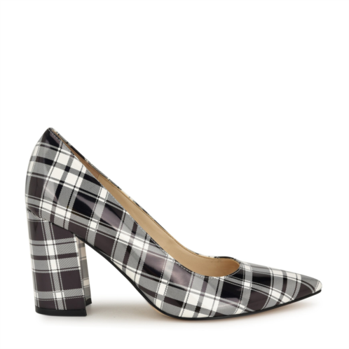Womens Cara Dress Pumps - Black/White Patent Plaid Nine West