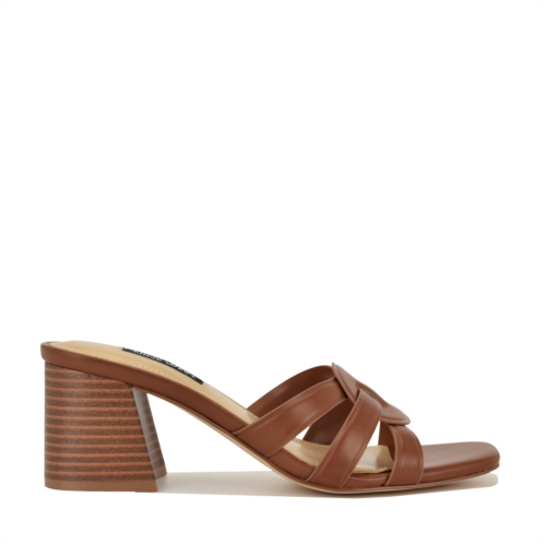 Womens Gritt Block Heel Mule Sandals - Brown Nine West