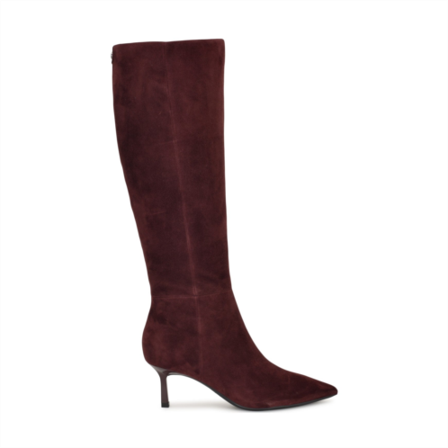 Womens Kimdee 9X9 Knee High Leather Boots - Dark Red Suede Nine West