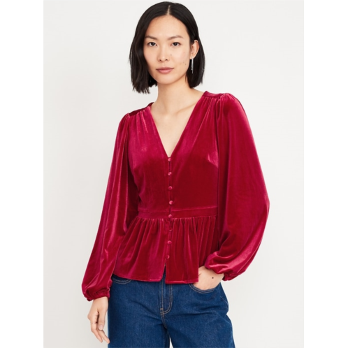 OldNavy Waist-Defined Velvet Peplum Top