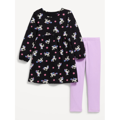 OldNavy Long-Sleeve Dress and Leggings Set for Toddler Girls