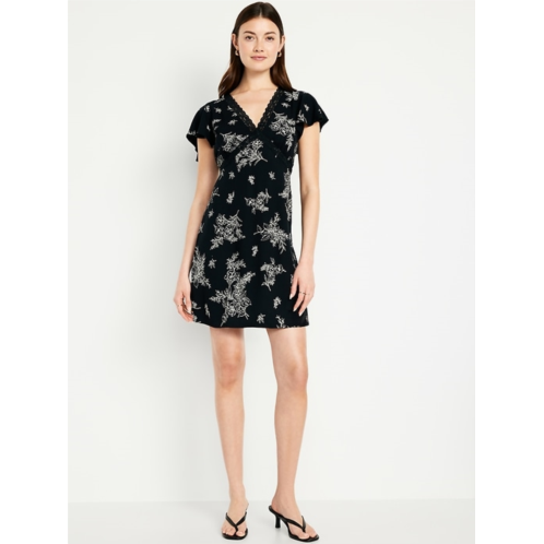 OldNavy Fit & Flare Crepe Lace-Trim Mini Dress