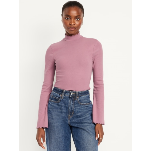 OldNavy Mock-Neck Lettuce-Edge Rib Top