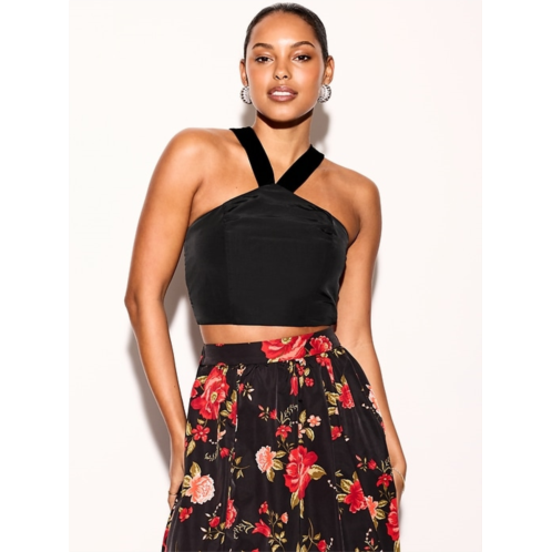 The Occasion by Old Navy Taffeta Cropped Halter Bow Top