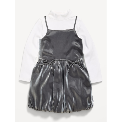 OldNavy Mock-Neck Top and Satin Bubble Dress Set for Toddler Girls