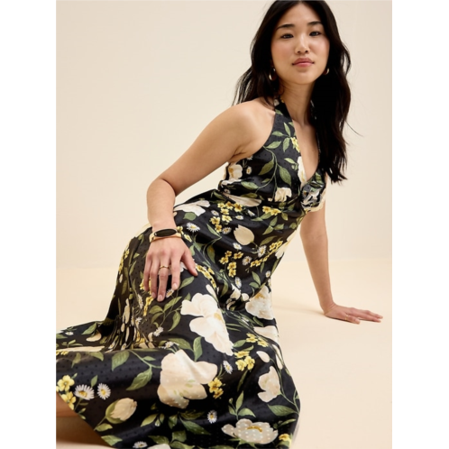 The Occasion by Old Navy Fit and Flare Satin Halter Midi Dress