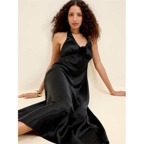 The Occasion by Old Navy Fit and Flare Satin Halter Midi Dress