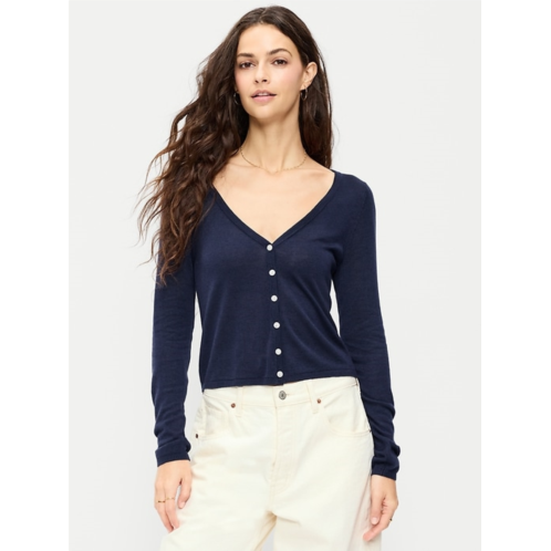 OldNavy V-Neck Long-Sleeve Sheer Cropped Cardigan