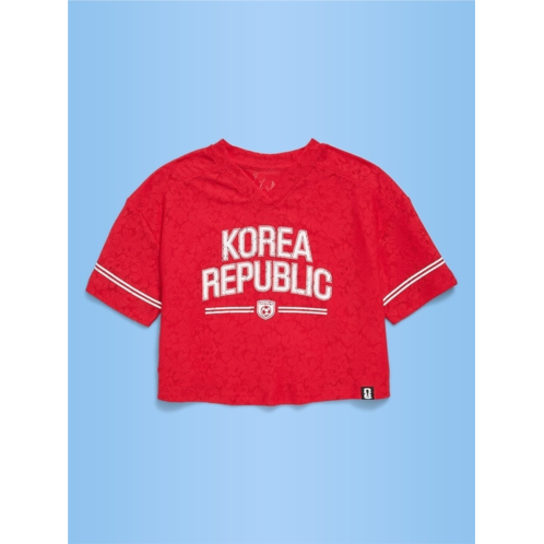 OldNavy FIFA World Cup 26 Korea Republic Boxy Lace V-Neck T-Shirt for Girls