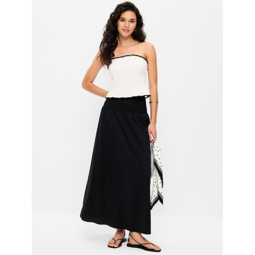 OldNavy Twill Smocked-Waist Maxi Skirt