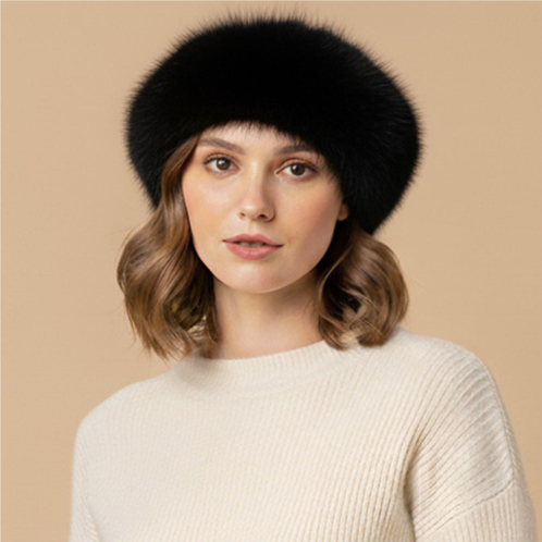 FASHNZFAB plush faux fur round winter beret hat