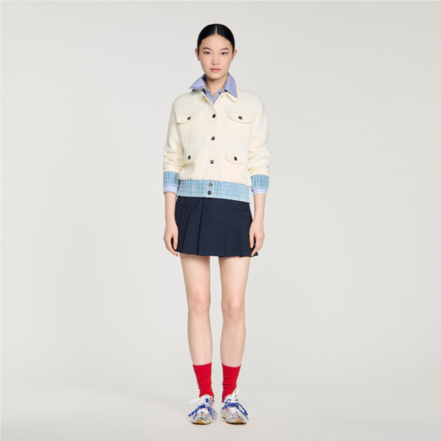 Sandro cardigan with denim details