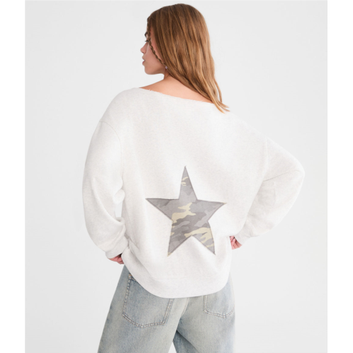 Aeropostale camo star off-the-shoulder sweatshirt
