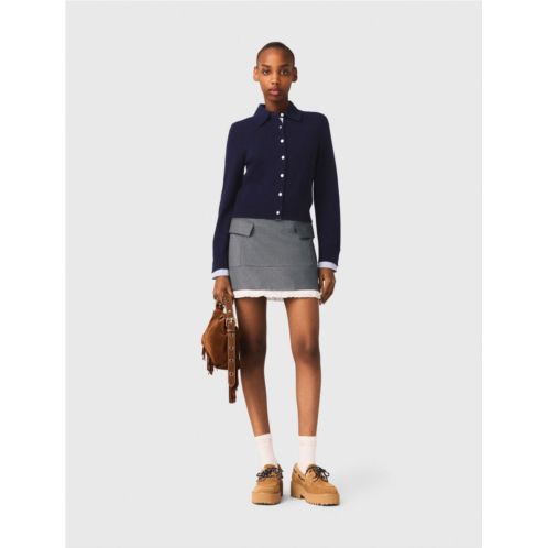 Maje a-line poplin skirt with ruffle