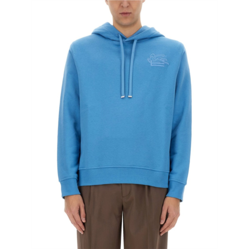 Etro relaxed-fit blue hoodie with adjustable drawstring