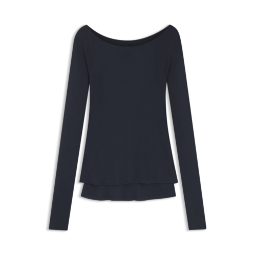 BOSS sheer-jersey top with double layer