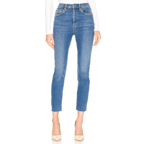 RE/DONE 90s ultra high rise ankle crop jeans in french blue