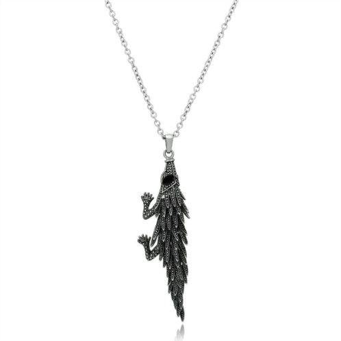 FASHNZFAB high polished (no plating) stainless steel pendant with top grade crystal in jet