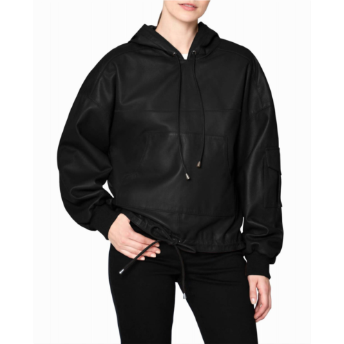 Nicole Miller leather space hoodie in black