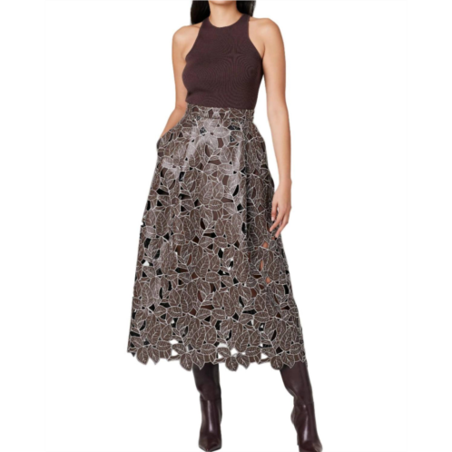 TOCCIN stacy lace vegan leather skirt in brown mutli