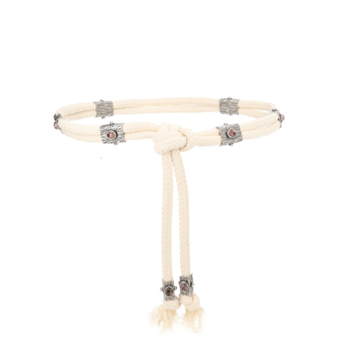 ISABEL MARANT natural braided rope stone accents belt