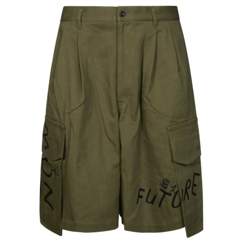 COMME DES GARCONS men olive green high waisted shorts