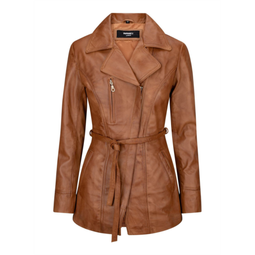 TruClothing mid length retro leather jacket