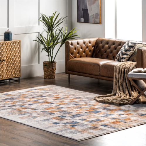 NuLOOM mindy faded contemporary tiles fringe area rug