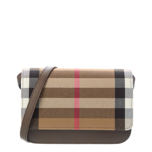Burberry check canvas & leather crossbody