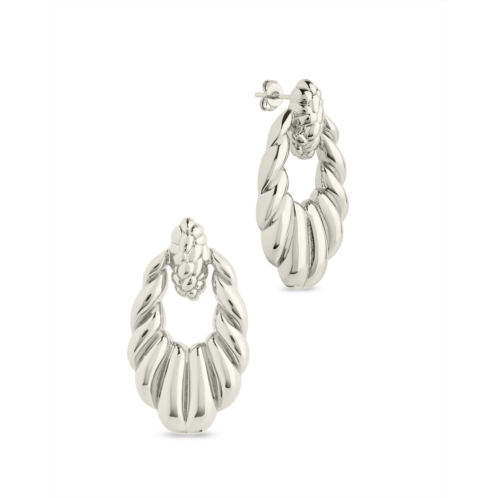 Sterling Forever enid textured door knocker stud earrings