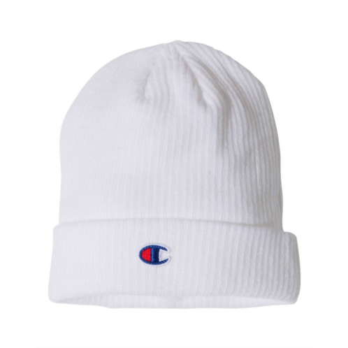 Champion ribbed cuffed beanie in white