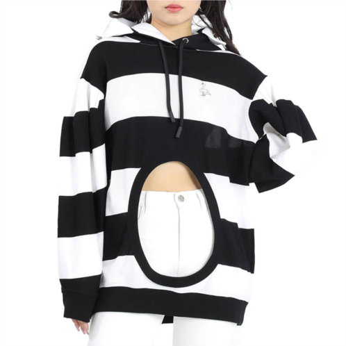 Burberry cut-out detail striped cotton hoodie