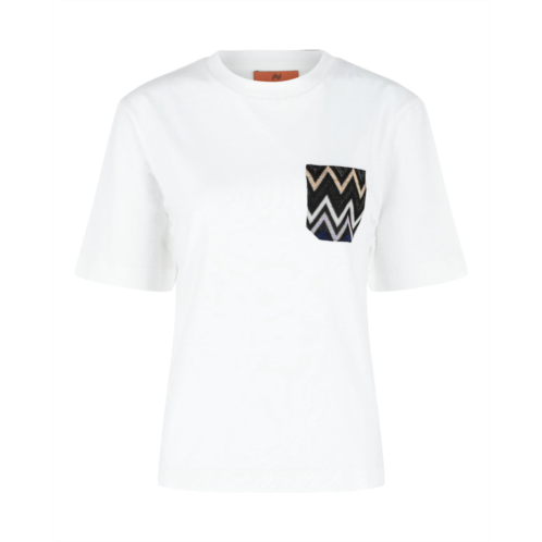 Missoni cotton t-shirt with zig zag lame pocket