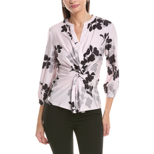 Anne Klein twist front printed blouse