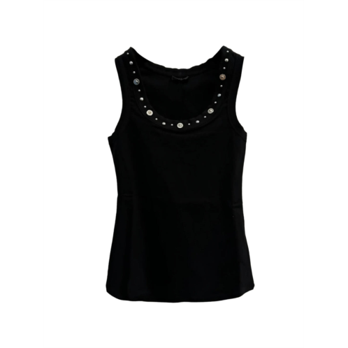 VERSACE black ribbed studded decorative button top