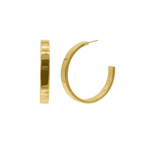 Adornia tarnish resistant 14k gold plated flat hoops