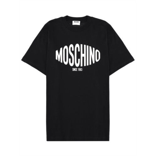 MOSCHINO white curved logo relaxed cotton t-shirt