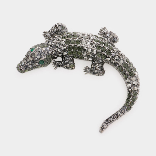FASHNZFAB crystal pave crocodile/alligator pin brooch