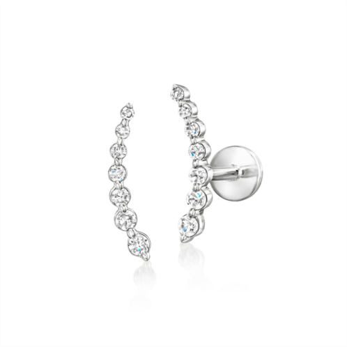 RS Pure by ross-simons diamond curved flat-back ear climbers in sterling silver