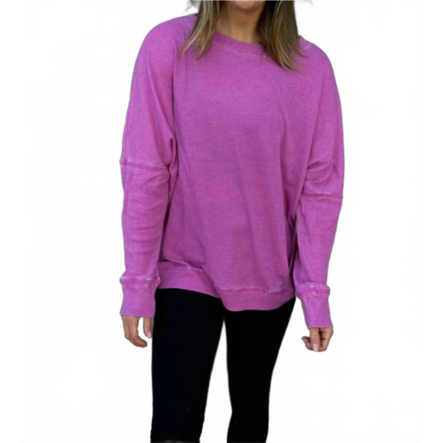 Mono b waffle ribbed pullover in new orchid