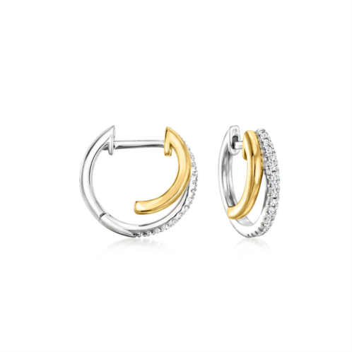 Ross-Simons diamond double-hoop earrings in 2-tone sterling silver