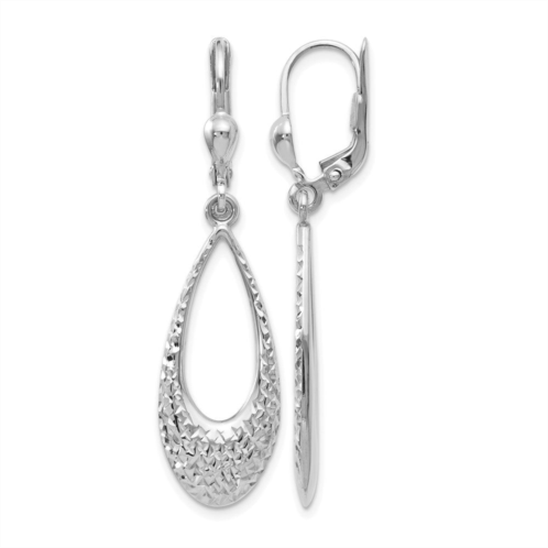 Diamond2Deal 10k white gold leverback drop dangle earrings