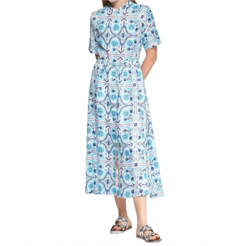 Vilagallo aroa midi dress in azul lino