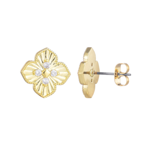 Adornia 14k gold plate cz pointed prismatic clover stud earrings