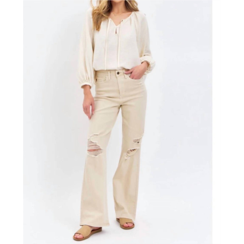 Judy Blue 90S distressed straight jeans in beige